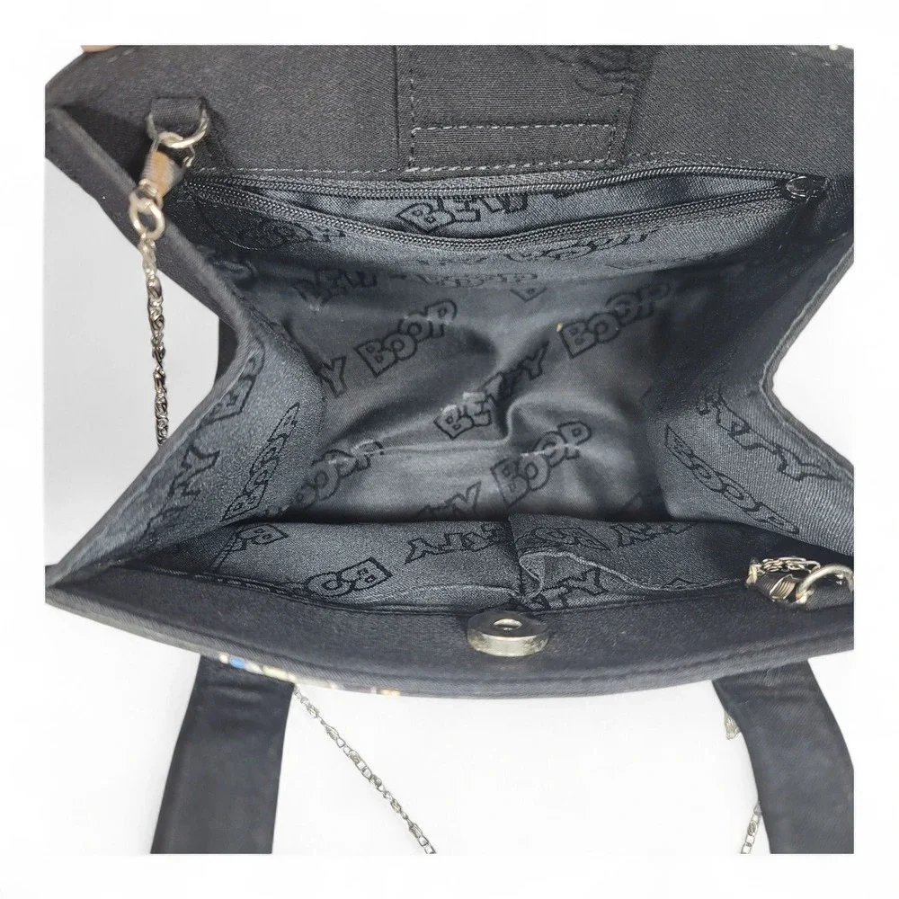 Vintage Betty‎ Boop Motorcycle Black Tote Bag Chain Strap
